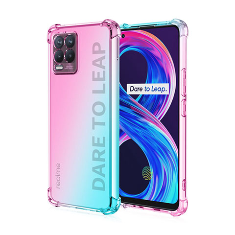 Coque Ultra Fine Transparente Souple Housse Etui Degrade pour Realme 8 4G Cyan