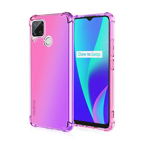 Coque Ultra Fine Transparente Souple Housse Etui Degrade pour Realme C25S Rose Rouge