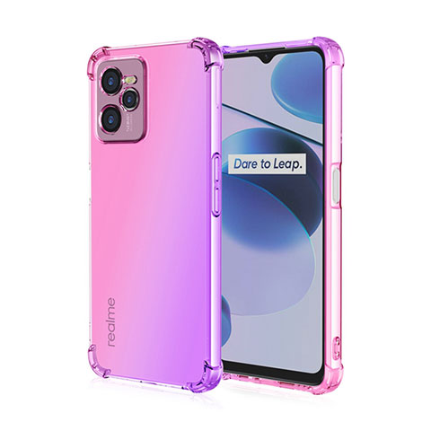 Coque Ultra Fine Transparente Souple Housse Etui Degrade pour Realme C35 Rose Rouge