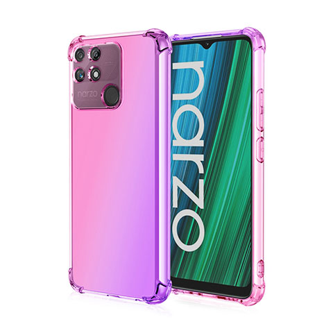 Coque Ultra Fine Transparente Souple Housse Etui Degrade pour Realme Narzo 50A Rose Rouge