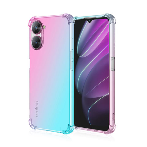 Coque Ultra Fine Transparente Souple Housse Etui Degrade pour Realme V20 5G Cyan