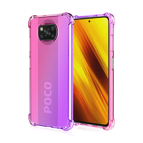 Coque Ultra Fine Transparente Souple Housse Etui Degrade pour Xiaomi Poco X3 NFC Violet Clair