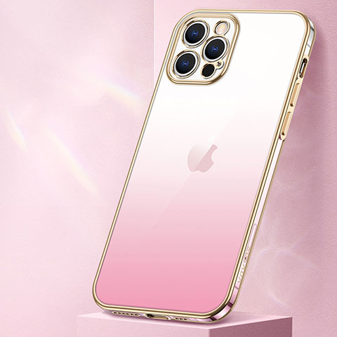 Coque Ultra Fine Transparente Souple Housse Etui Degrade S01 pour Apple iPhone 14 Pro Or Rose