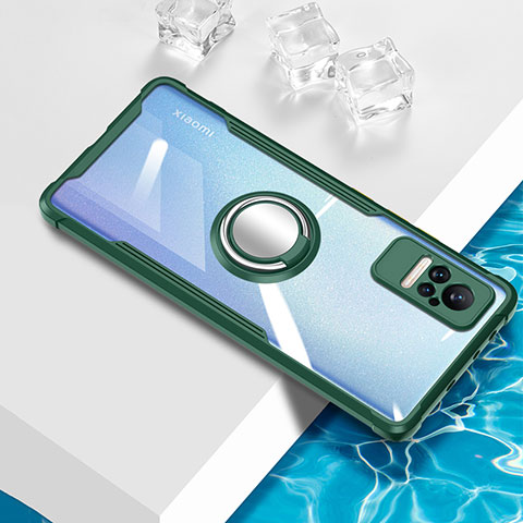 Coque Ultra Slim Silicone Souple Housse Etui Transparente avec Support Bague Anneau Aimante Magnetique BH1 pour Xiaomi Civi 5G Vert