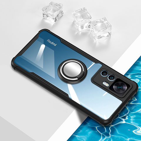 Coque Ultra Slim Silicone Souple Housse Etui Transparente avec Support Bague Anneau Aimante Magnetique BH1 pour Xiaomi Mi 12T 5G Noir