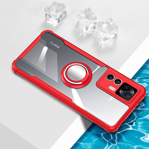 Coque Ultra Slim Silicone Souple Housse Etui Transparente avec Support Bague Anneau Aimante Magnetique BH1 pour Xiaomi Mi 12T Pro 5G Rouge