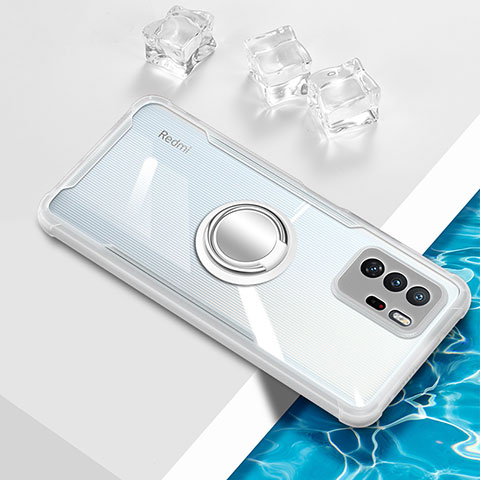 Coque Ultra Slim Silicone Souple Housse Etui Transparente avec Support Bague Anneau Aimante Magnetique BH1 pour Xiaomi Poco X3 GT 5G Blanc