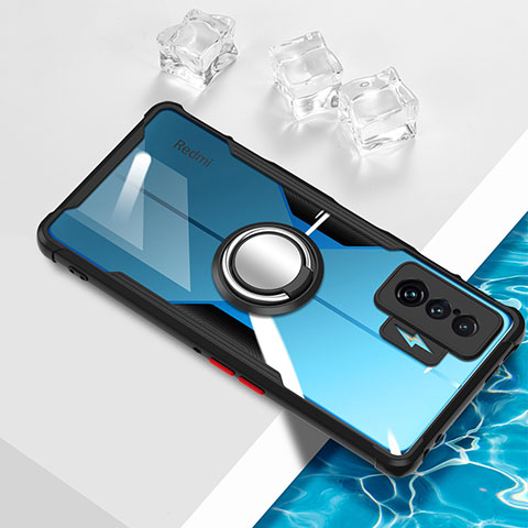 Coque Ultra Slim Silicone Souple Housse Etui Transparente avec Support Bague Anneau Aimante Magnetique BH1 pour Xiaomi Redmi K50 Gaming 5G Noir