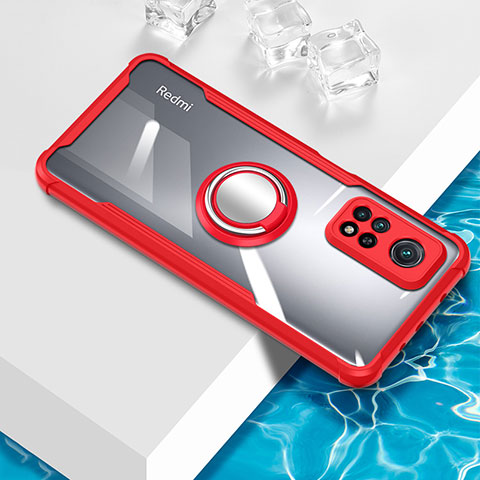 Coque Ultra Slim Silicone Souple Housse Etui Transparente avec Support Bague Anneau Aimante Magnetique BH1 pour Xiaomi Redmi Note 11 Pro 5G Rouge