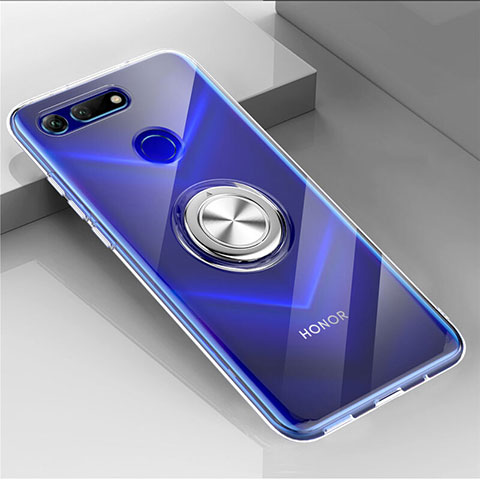 Coque Ultra Slim Silicone Souple Housse Etui Transparente avec Support Bague Anneau Aimante Magnetique C01 pour Huawei Honor V20 Clair