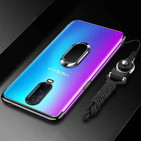 Coque Ultra Slim Silicone Souple Housse Etui Transparente avec Support Bague Anneau Aimante Magnetique C01 pour Oppo R17 Pro Noir