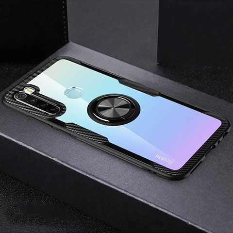 Coque Ultra Slim Silicone Souple Housse Etui Transparente avec Support Bague Anneau Aimante Magnetique C01 pour Xiaomi Redmi Note 8 Noir