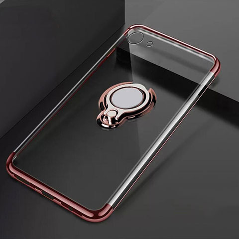 Coque Ultra Slim Silicone Souple Housse Etui Transparente avec Support Bague Anneau Aimante Magnetique S01 pour Oppo A71 Or Rose