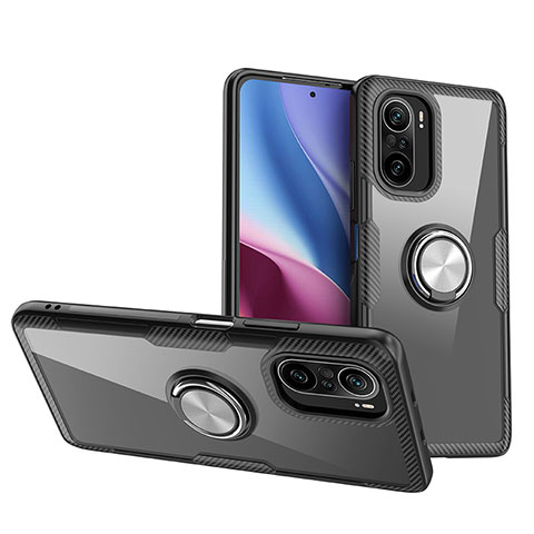 Coque Ultra Slim Silicone Souple Housse Etui Transparente avec Support Bague Anneau Aimante Magnetique ZL1 pour Xiaomi Mi 11X Pro 5G Argent et Noir