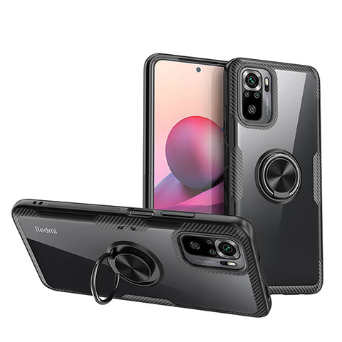 Coque Ultra Slim Silicone Souple Housse Etui Transparente avec Support Bague Anneau Aimante Magnetique ZL1 pour Xiaomi Poco M5S Noir