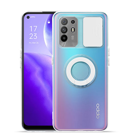 Coque Ultra Slim Silicone Souple Housse Etui Transparente avec Support pour Oppo F19 Pro+ Plus 5G Blanc