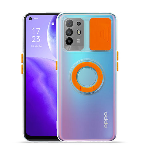 Coque Ultra Slim Silicone Souple Housse Etui Transparente avec Support pour Oppo F19 Pro+ Plus 5G Orange