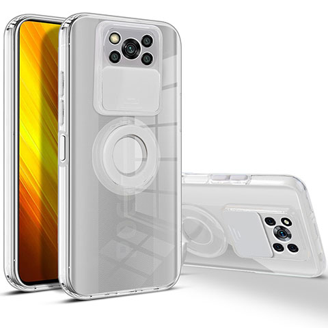 Coque Ultra Slim Silicone Souple Housse Etui Transparente avec Support pour Xiaomi Poco X3 Pro Blanc