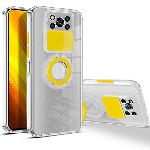 Coque Ultra Slim Silicone Souple Housse Etui Transparente avec Support pour Xiaomi Poco X3 Pro Jaune