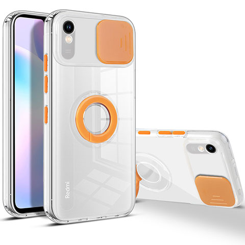 Coque Ultra Slim Silicone Souple Housse Etui Transparente avec Support pour Xiaomi Redmi 9A Orange