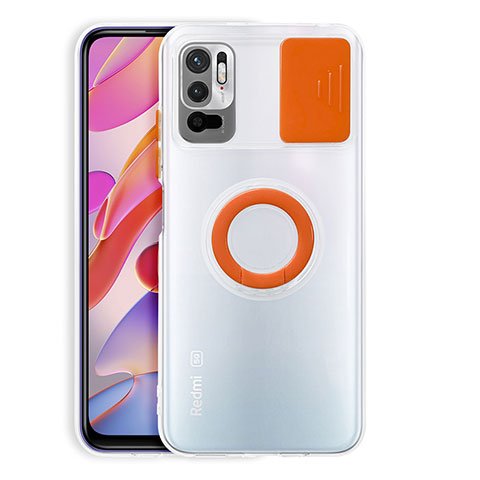 Coque Ultra Slim Silicone Souple Housse Etui Transparente avec Support pour Xiaomi Redmi Note 11 SE 5G Orange