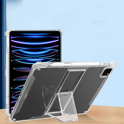 Coque Ultra Slim Silicone Souple Housse Etui Transparente avec Support S01 pour Apple iPad Pro 11 (2020) Clair