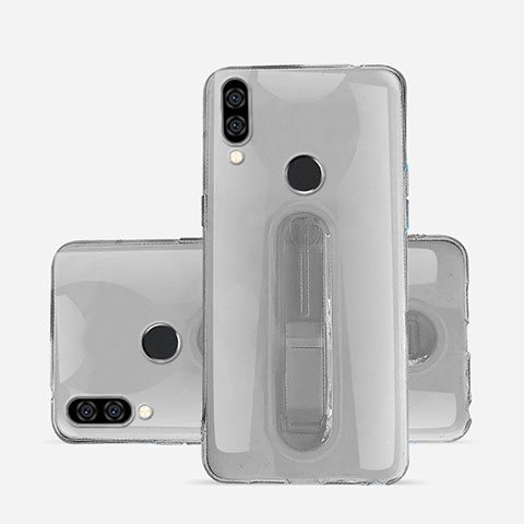 Coque Ultra Slim Silicone Souple Housse Etui Transparente avec Support S01 pour Huawei Nova 3e Gris