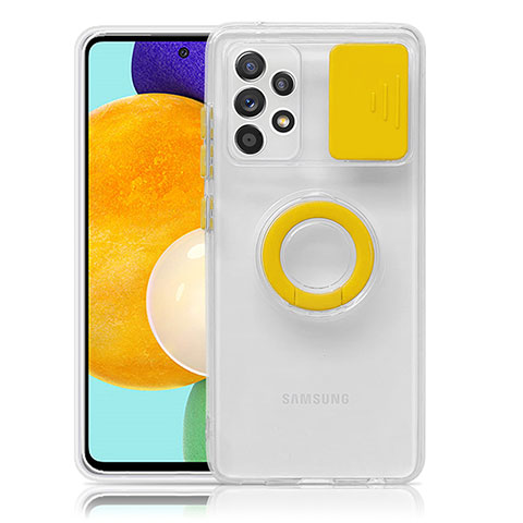 Coque Ultra Slim Silicone Souple Housse Etui Transparente avec Support S01 pour Samsung Galaxy A52 4G Jaune