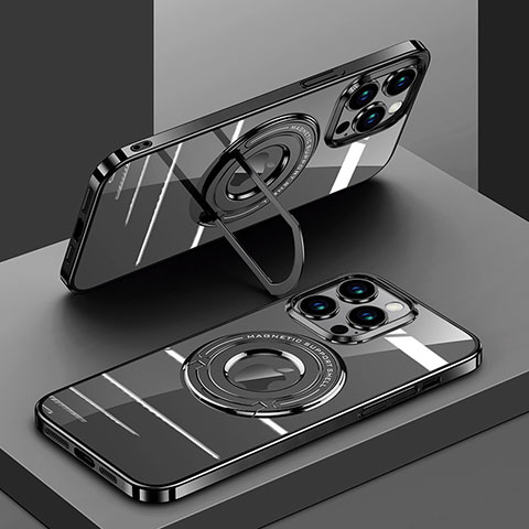 Coque Ultra Slim Silicone Souple Transparente avec Mag-Safe Magnetic Magnetique AC1 pour Apple iPhone 14 Pro Max Noir