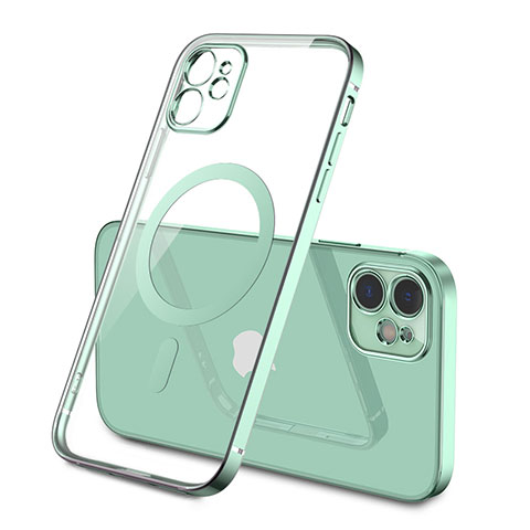 Coque Ultra Slim Silicone Souple Transparente avec Mag-Safe Magnetic Magnetique M01 pour Apple iPhone 12 Pastel Vert