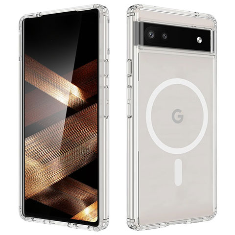 Coque Ultra Slim Silicone Souple Transparente avec Mag-Safe Magnetic Magnetique pour Google Pixel 6a 5G Clair