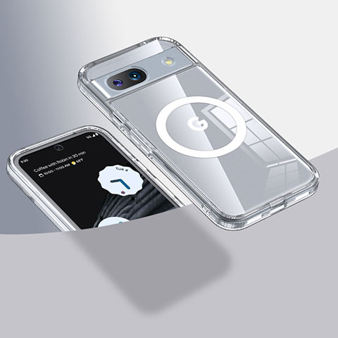 Coque Ultra Slim Silicone Souple Transparente avec Mag-Safe Magnetic Magnetique QK1 pour Google Pixel 8a 5G Clair