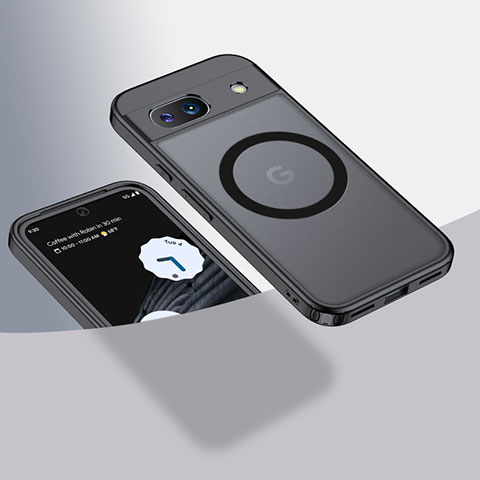 Coque Ultra Slim Silicone Souple Transparente avec Mag-Safe Magnetic Magnetique QK1 pour Google Pixel 8a 5G Noir