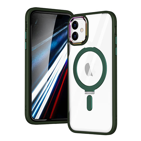 Coque Ultra Slim Silicone Souple Transparente avec Mag-Safe Magnetic Magnetique SD1 pour Apple iPhone 11 Vert