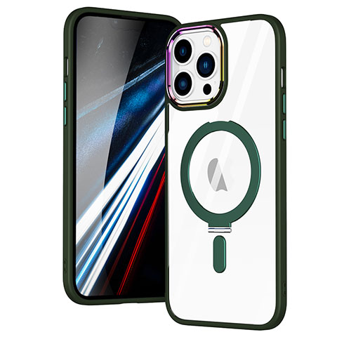 Coque Ultra Slim Silicone Souple Transparente avec Mag-Safe Magnetic Magnetique SD1 pour Apple iPhone 13 Pro Vert