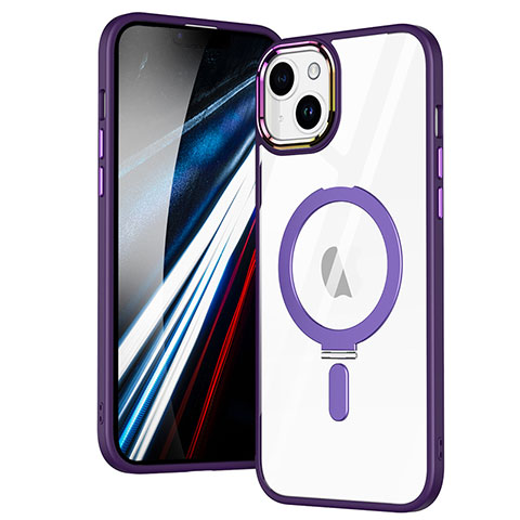 Coque Ultra Slim Silicone Souple Transparente avec Mag-Safe Magnetic Magnetique SD1 pour Apple iPhone 13 Violet