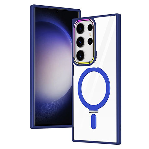 Coque Ultra Slim Silicone Souple Transparente avec Mag-Safe Magnetic Magnetique SD1 pour Samsung Galaxy S21 Ultra 5G Bleu