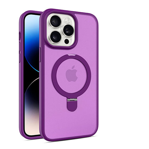 Coque Ultra Slim Silicone Souple Transparente avec Mag-Safe Magnetic Magnetique T02 pour Apple iPhone 15 Pro Violet