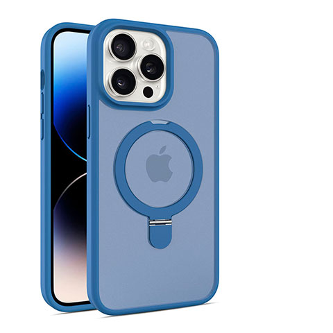 Coque Ultra Slim Silicone Souple Transparente avec Mag-Safe Magnetic Magnetique T02 pour Apple iPhone 16 Pro Max Bleu