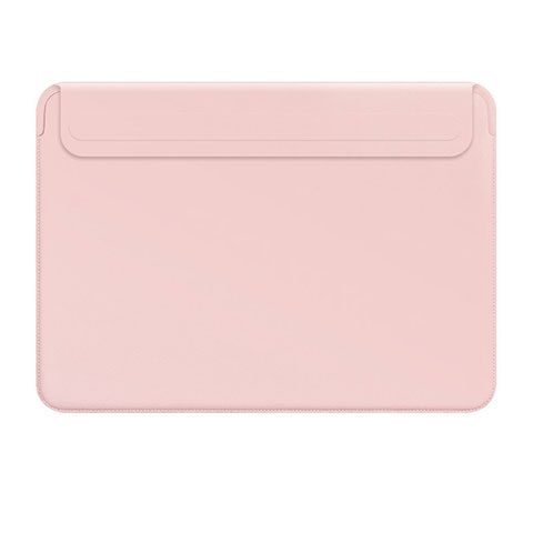 Double Pochette Housse Cuir L01 pour Apple MacBook 12 pouces Rose