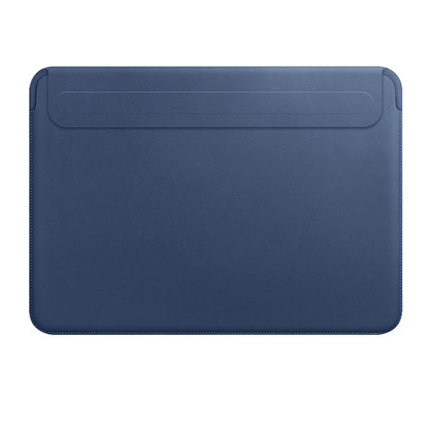 Double Pochette Housse Cuir L01 pour Apple MacBook Air 13 pouces (2020) Bleu