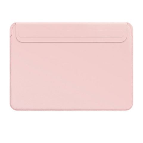 Double Pochette Housse Cuir L01 pour Apple MacBook Air 13 pouces (2020) Rose