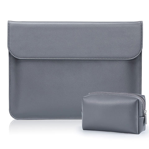 Double Pochette Housse Cuir L01 pour Samsung Galaxy Book Flex 15.6 NP950QCG Gris