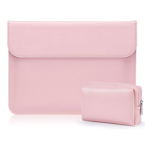 Double Pochette Housse Cuir L01 pour Samsung Galaxy Book S 13.3 SM-W767 Rose