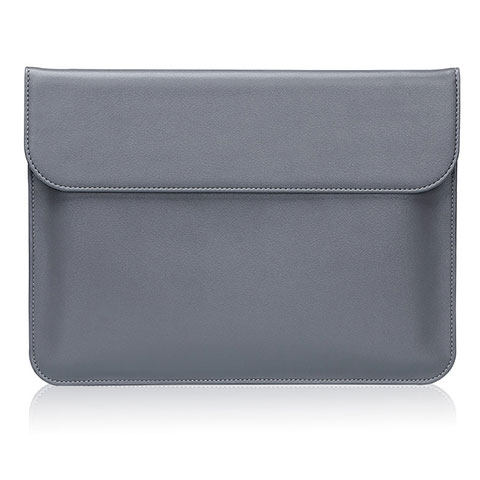 Double Pochette Housse Cuir L02 pour Huawei Honor MagicBook 15 Gris