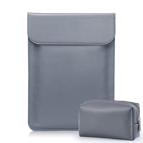 Double Pochette Housse Cuir L02 pour Samsung Galaxy Book Flex 13.3 NP930QCG Gris