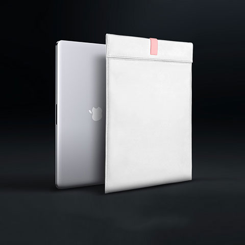 Double Pochette Housse Cuir L03 pour Apple MacBook Air 13.3 pouces (2018) Blanc