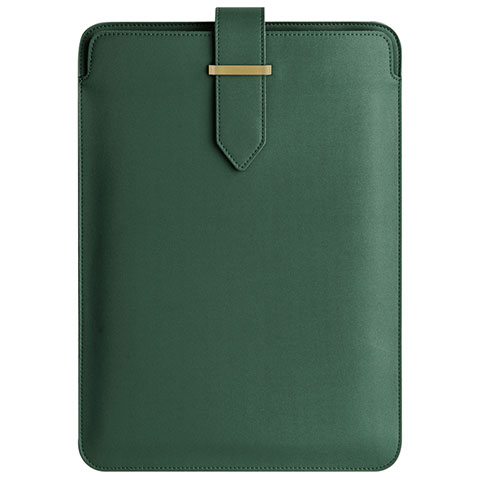 Double Pochette Housse Cuir L04 pour Apple MacBook Air 13.3 pouces (2018) Vert