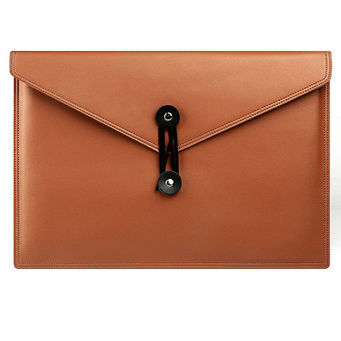 Double Pochette Housse Cuir L08 pour Apple MacBook Pro 13 pouces Marron