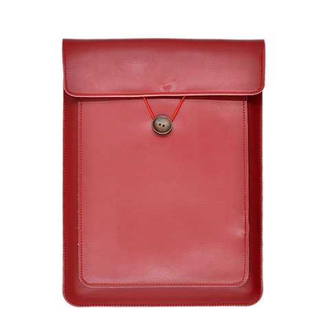 Double Pochette Housse Cuir L09 pour Apple MacBook Air 13.3 pouces (2018) Rouge